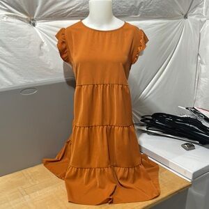 Women's Burnt Orange Tiered Dress